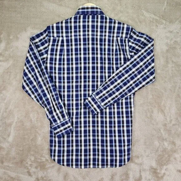 Paul and Shark Yachting Made In Italy Dress Shirt Mens Size 38 Long Sleeve Plaid - Picture 2 of 10